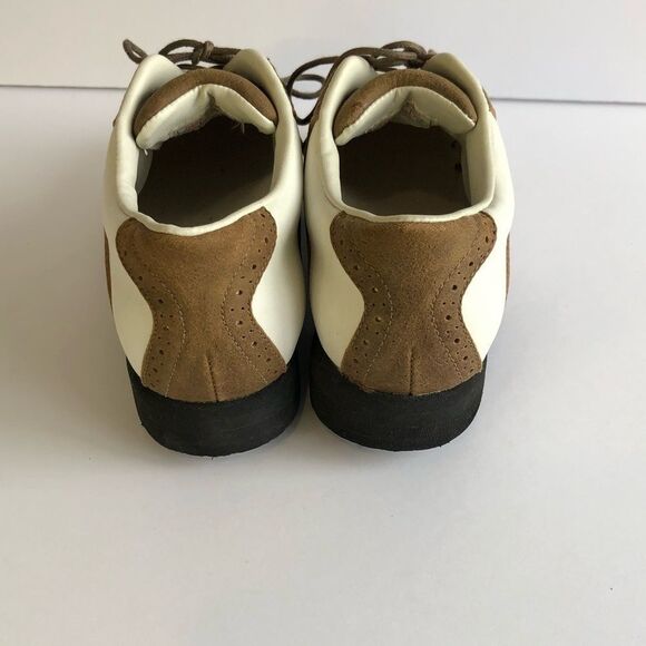 Reebok Vintage Suede Leather Lace Up Golf Sneakers Cleats Shoes Tan White - Picture 6 of 13